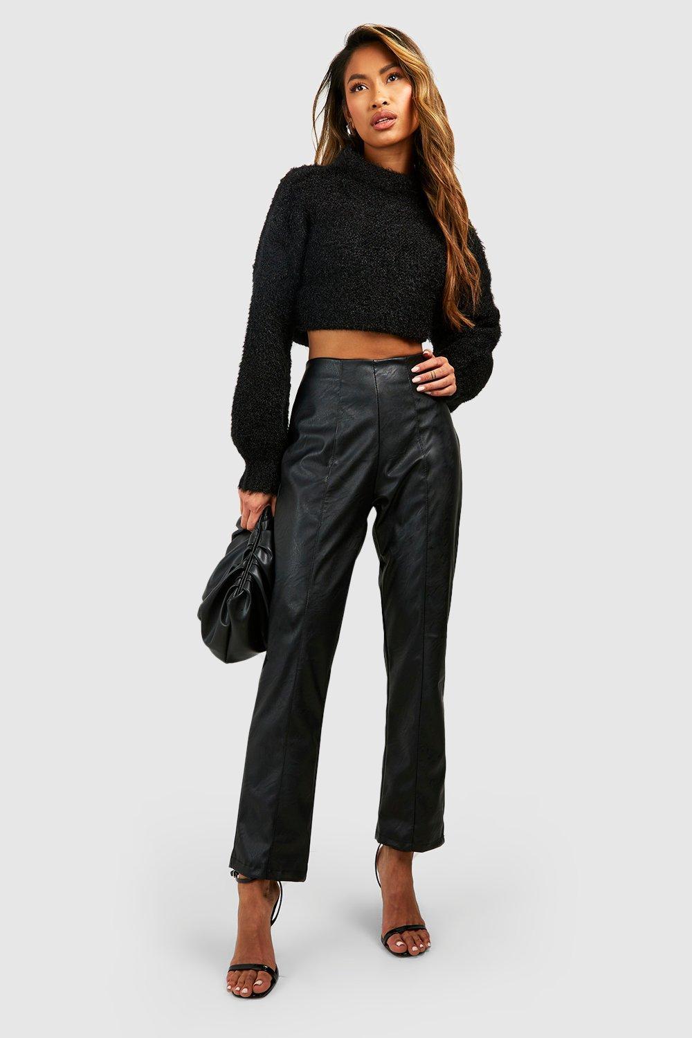 Womens Faux Leather Skinny Pants - Black