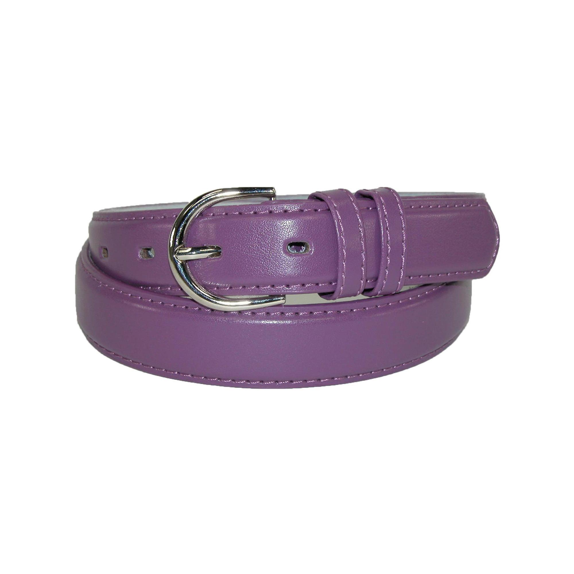 CTM® Women's Leather 1 1/8 Inch Dress Belt, L, Dark Purple