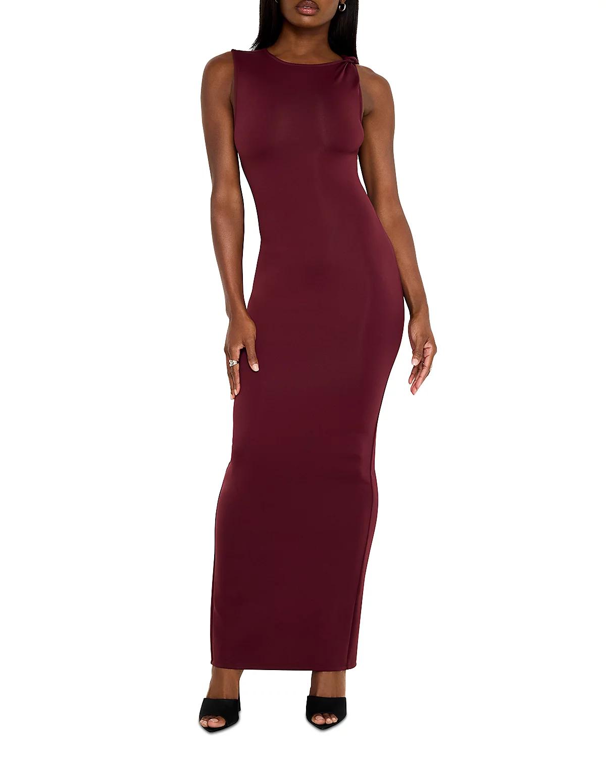 Good American Scuba Twist Neck Maxi Dress